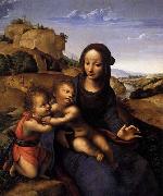 YANEZ DE LA ALMEDINA, Fernando Madonna and Child with Infant St John oil on canvas
